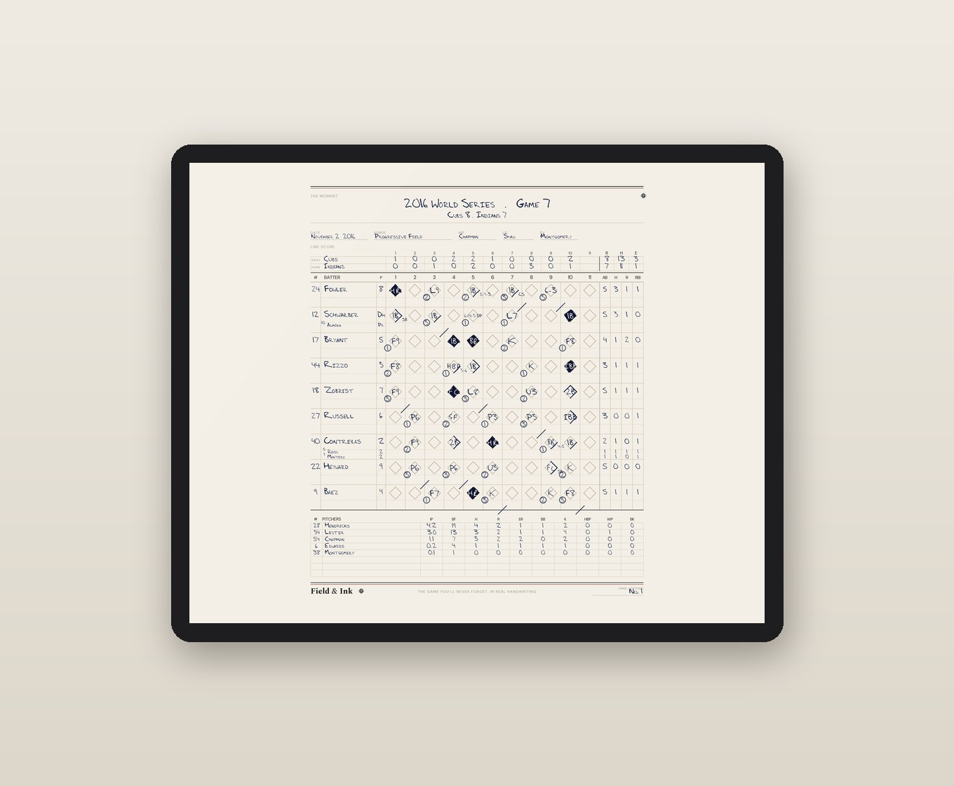 2016 World Series Game 7 scorebook — digital download